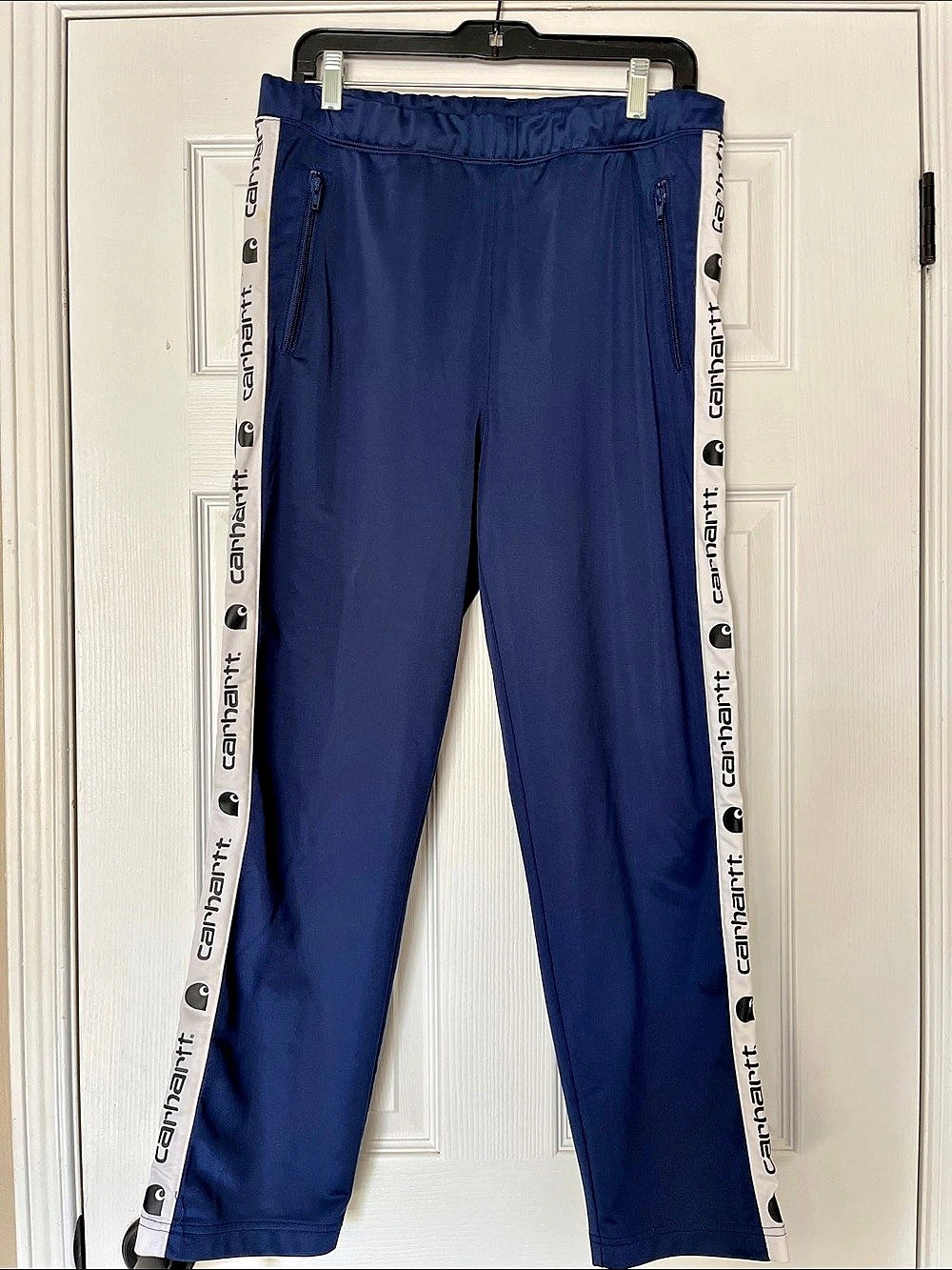 Carhartt Men's Track Pants in Blue & White Size Medium